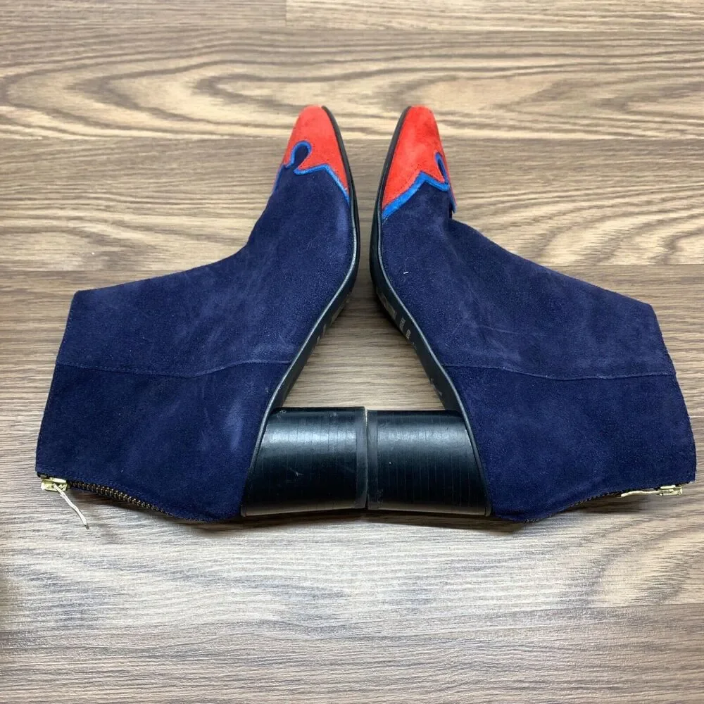 Free People Adelle Ankle Boot Blue‎ And Red Flame Size 37 / 7 MSRP: $195